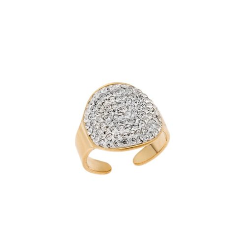 Δαχτυλίδι Senza Gold Plated Steel, με λευκές πέτρες