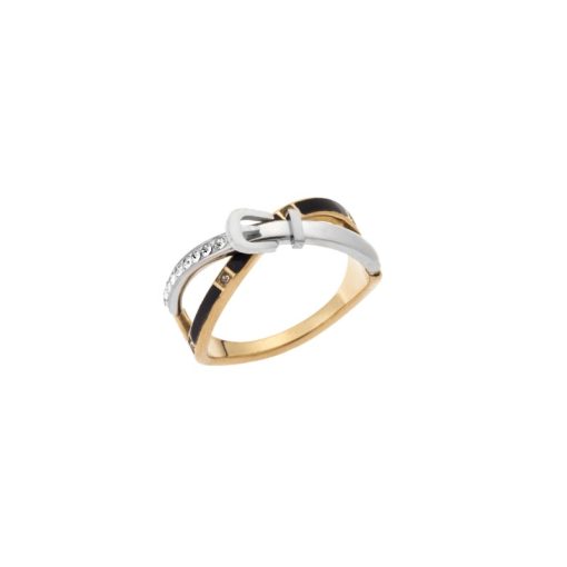 Δαχτυλίδι Senza Gold Plated Steel, χιαστί με σχέδιο ζώνη