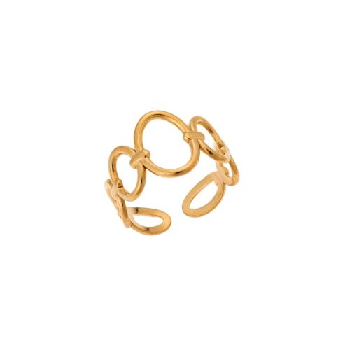 Δαχτυλίδι Senza Gold Plated Steel, με άνοιγμα και οβάλ σχέδια