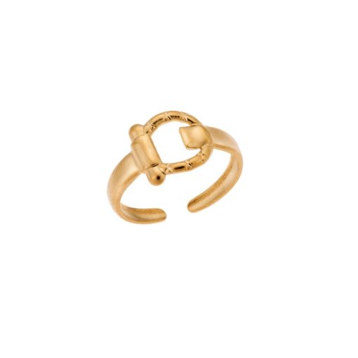 Δαχτυλίδι Senza Gold Plated Steel, με άνοιγμα και σχέδιο