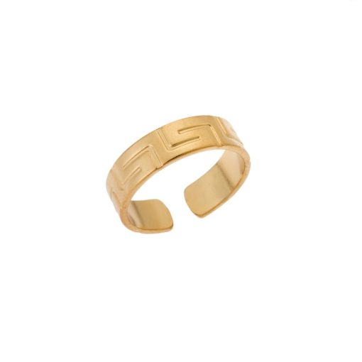 Δαχτυλίδι Senza Gold Plated Steel, με ανάγλυφο μαίανδρο