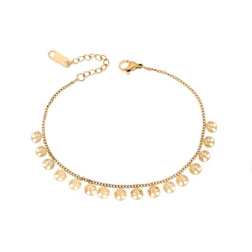 Βραχιόλι Senza Gold Plated Steel, αλυσιδωτό με κρεμαστά δέντρα Ζωής