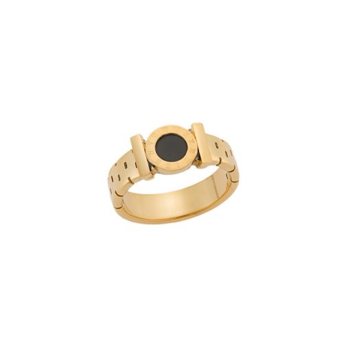 Δαχτυλίδι Senza Gold Plated Steel, Μαύρος Κύκλος
