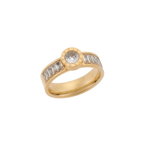 Δαχτυλίδι Senza Gold Plated Steel, Mε πέτρες