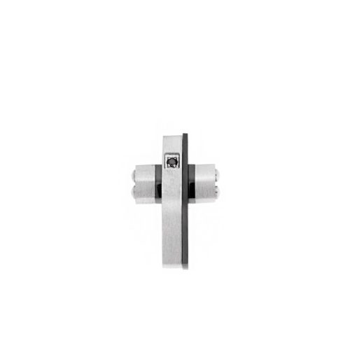 Κολιέ Senza Men's Steel, Δίχρωμος Σταυρός από Ατσάλι, με μαύρη πέτρα
