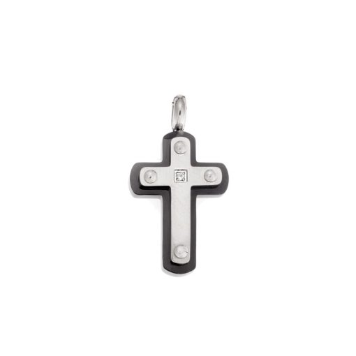 Κολιέ Senza Men's Steel, Δίχρωμος Σταυρός από Ατσάλι