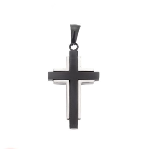 Μοτίφ Senza Men's Steel, Δίχρωμος Σταυρός από Ατσάλι