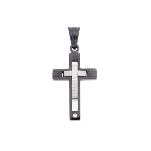Μοτίφ Senza Men's Steel, Δίχρωμος Σταυρός από Ατσάλι