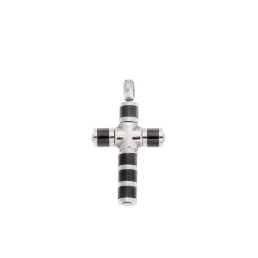 Κολιέ Senza Men's Steel, Δίχρωμος Σταυρός από Ατσάλι