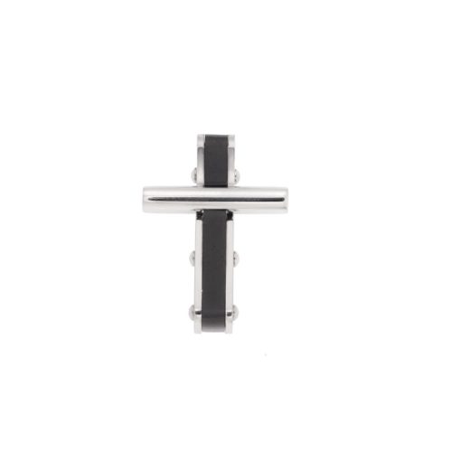 Κολιέ Senza Men's Steel, Δίχρωμος Σταυρός από Ατσάλι