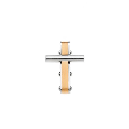 Κολιέ Senza Men's Steel, Δίχρωμος Σταυρός από Ατσάλι