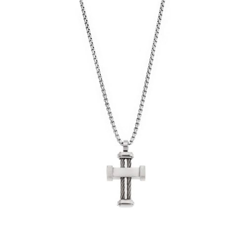 Κολιέ Senza Men's Steel, Σταυρός από Ατσάλι
