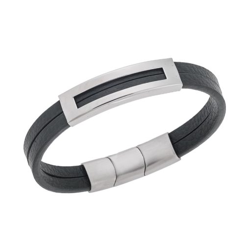 Βραχιόλι Senza Men's Steel Green Leather Strap
