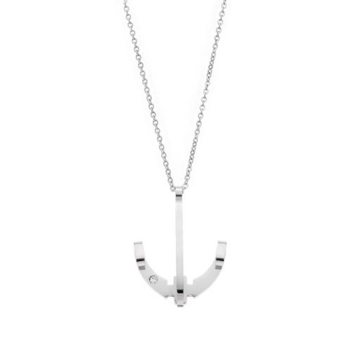 Μοτίφ Senza Men's Steel, Άγκυρα με λευκή πέτρα από ατσάλι