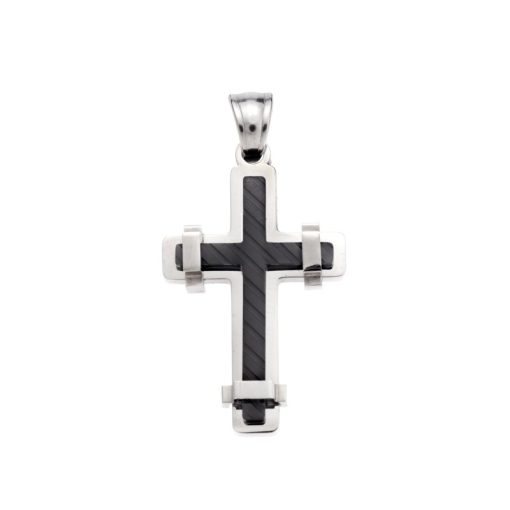 Μοτίφ Senza Men's Steel, Δίχρωμος Σταυρός από ατσάλι