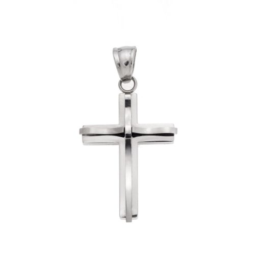 Μοτίφ Senza Men's Steel, Σταυρός με κυματιστό σχέδιο από ατσάλι