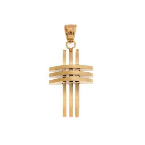 Μοτίφ Senza Men's Steel, Σταυρός με διάτρητες γραμμές από επιχρυσωμένο ατσάλι