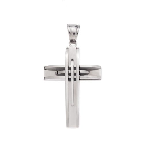Μοτίφ Senza Men's Steel, Σταυρός με γραμμές από ατσάλι