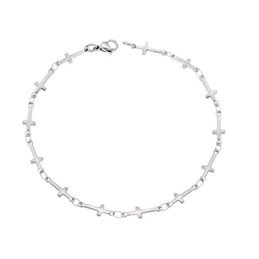 Βραχιόλι Senza Stainless Steel Silver, με Σταυρούς