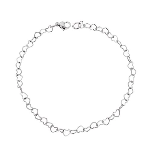 Βραχιόλι Senza Stainless Steel Silver, με Καρδούλες