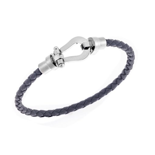 Βραχιόλι Senza Men's Steel Black Leather Strap