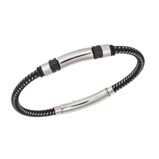 Βραχιόλι Senza Men's Steel, με Μαύρα στοιχεία