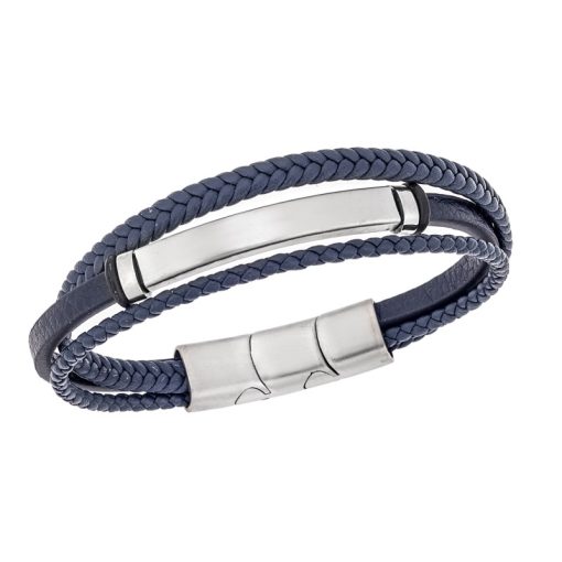 Βραχιόλι Senza Men's Steel Blue Leather Strap