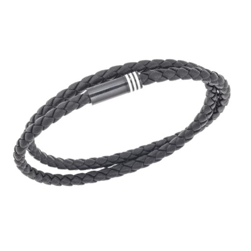 Βραχιόλι Senza Men's Steel, Brown Leather Strap, με μαύρο κούμπωμα