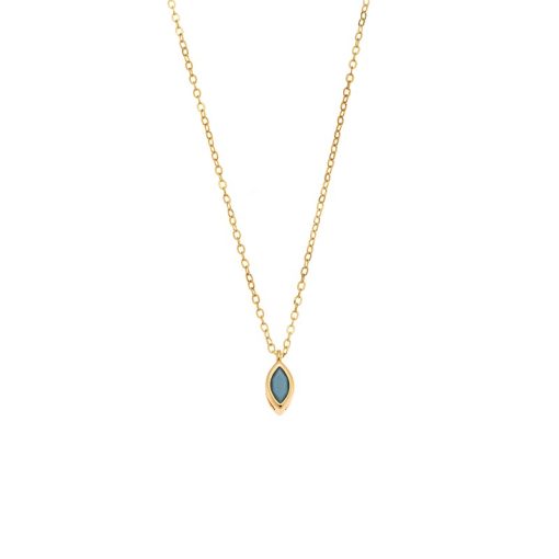 Μενταγιόν Senza Silver 925 Gold Plated, φύλλο με τυρκουάζ ζιργκόν