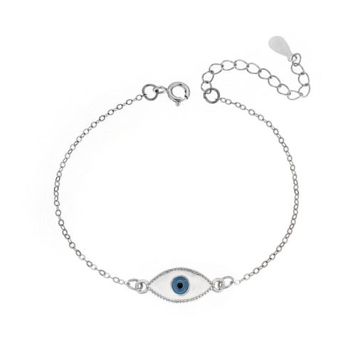 Βραχιόλι Senza Silver 925, ματάκι με σμάλτο