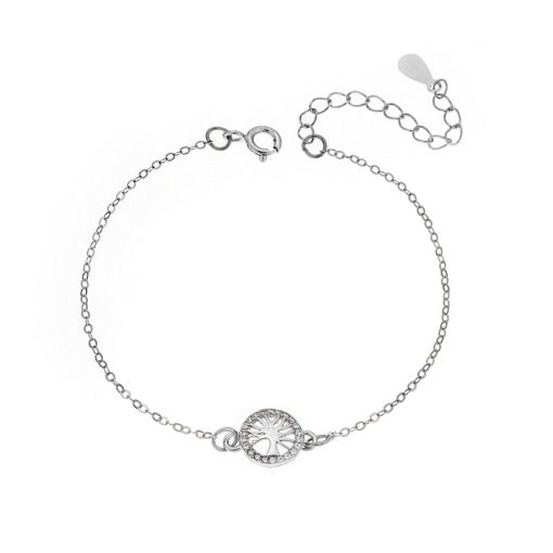 Βραχιόλι Senza Silver 925, δέντρο της ζωής με λευκά ζιργκόν