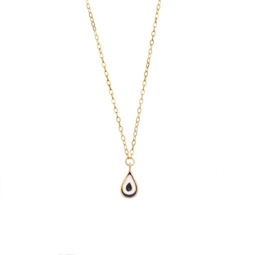 Κολιέ Senza Silver 925 Gold Plated, Ματάκι σχήμα σταγόνας με σμάλτο