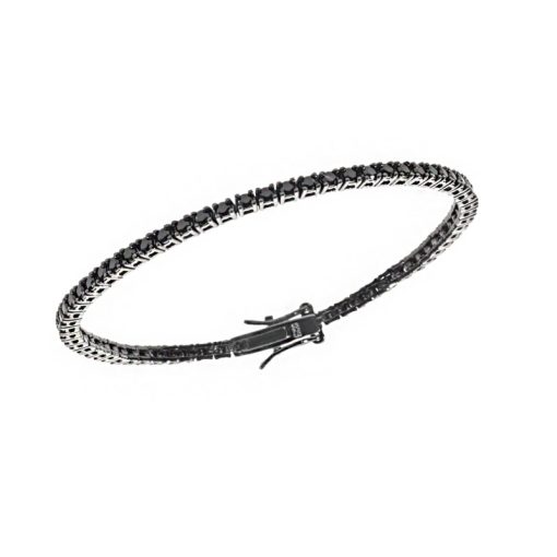 Βραχιόλι UNISEX Senza από ασήμι 925, Ριβιέρα με μαύρα ζιργκόν
